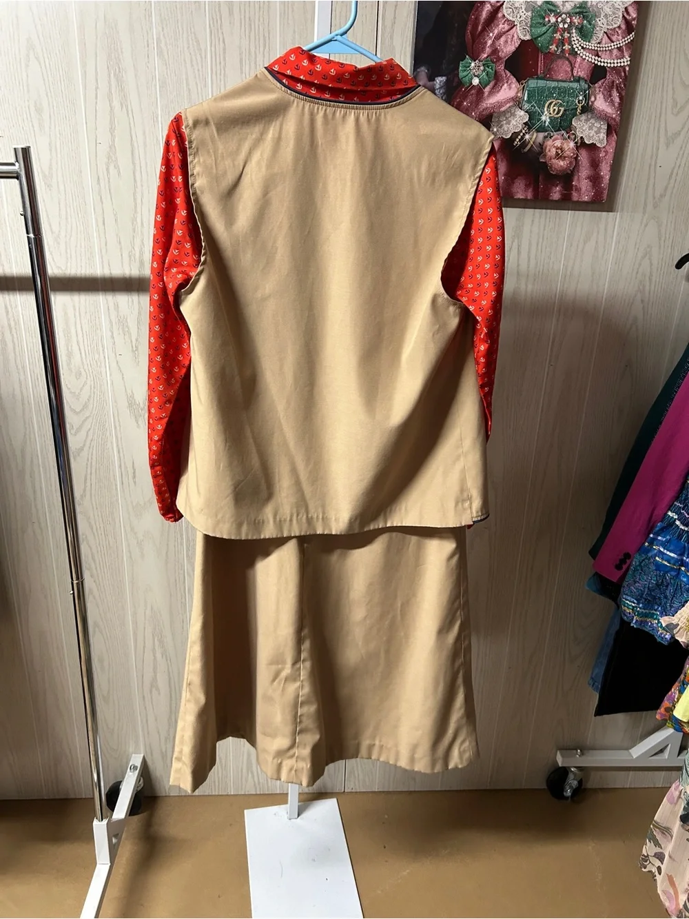 Vintage Forever Young Red Sailboat Print Dress with Tan Vest – Union Made USA